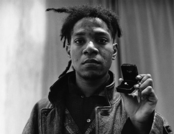 Artist Jean-Michel Basquiat Holding Engagement Ring
