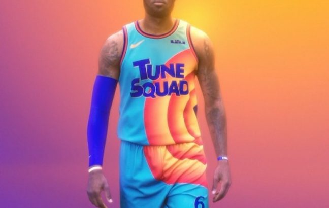 LeBron James in his new Space Jam jersey