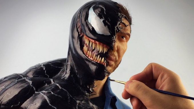 A Venom/Eddie Brock sculpture timelapse video