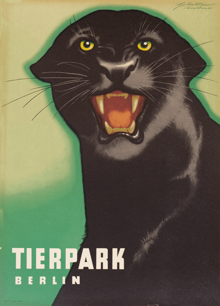Tierpark Berlin | East Germany | 1963 - a poster featuring a black panther