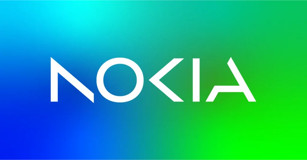 The word "NOKIA" in a white sans serif font on a green and blue gradient background.