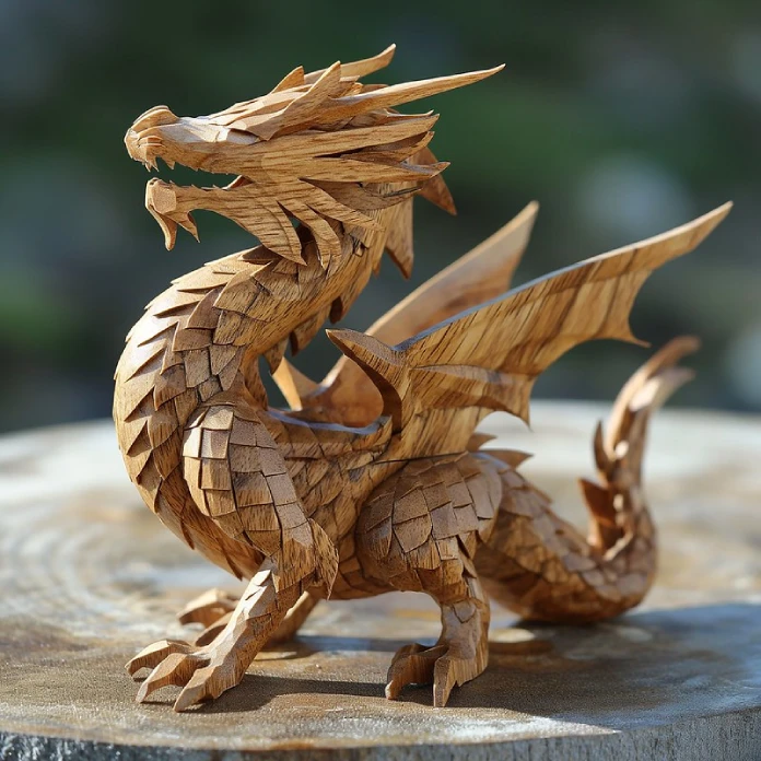 a wooden dragon
